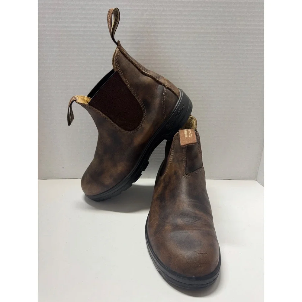 Blundstone 585 Rustic Brown Leather Chelsea‎ Boots Mens 5 Womens 7 AU 4 SPS
